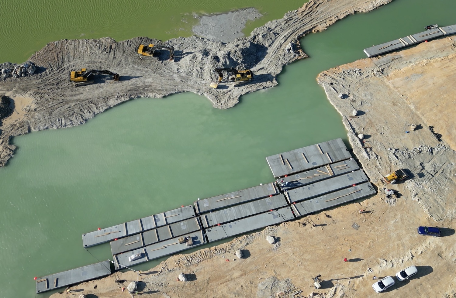 Concrete pontoons installed at Port Nimara superyacht marina development