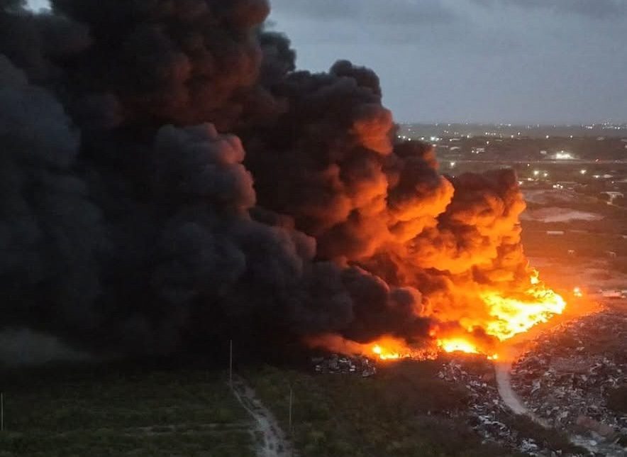 Firefighters work through the night to battle large blaze at Corito landfill
