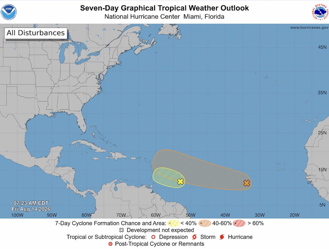 LIVE: Second tropical wave under watch as first now unlikely to develop